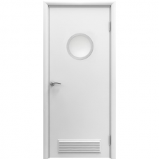 Влагостойкая дверь ПВХ Etadoor ДГ Белый с иллюминатором и вентиляционной решеткой